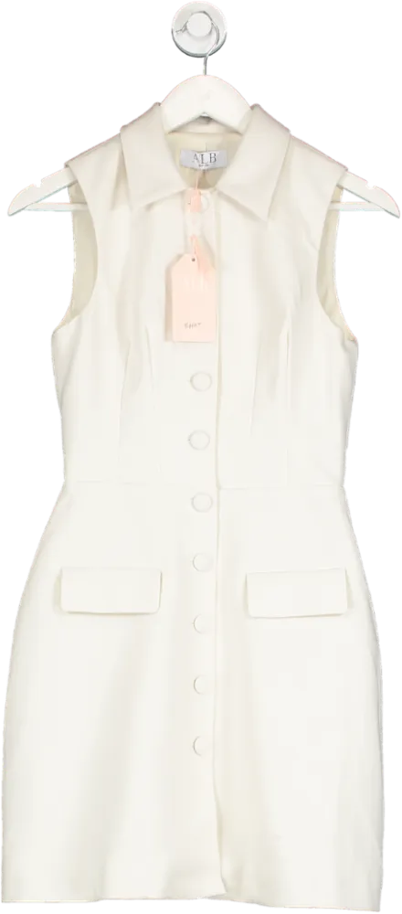 ALB Anne Louise Cream Sleeveless Blazer Mini Dress UK XS