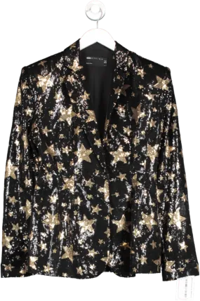 ASOS Black Gold Sequin Star Blazer UK 8