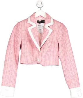 ASOS Pink Boucle Crop Blazer UK 8