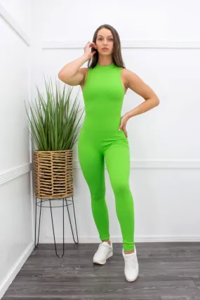 Bodycon Sleeveless Skinny Jumpsuit Green