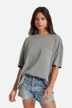 Carefree Oversized Boyfriend Pocket Tee - Washed Black