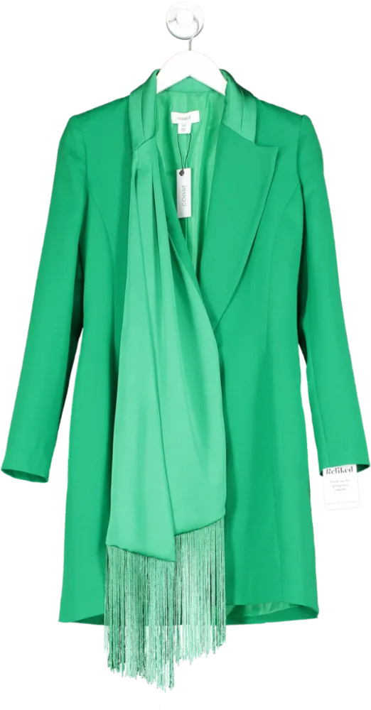 Coast Green Belted Fringe Detail Blazer Dress UK 8