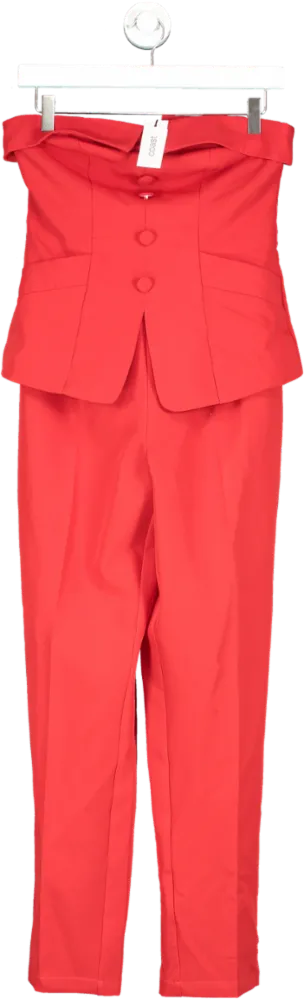 Coast Red Tailored Bandeau Slim Leg Jumpsuit UK 8