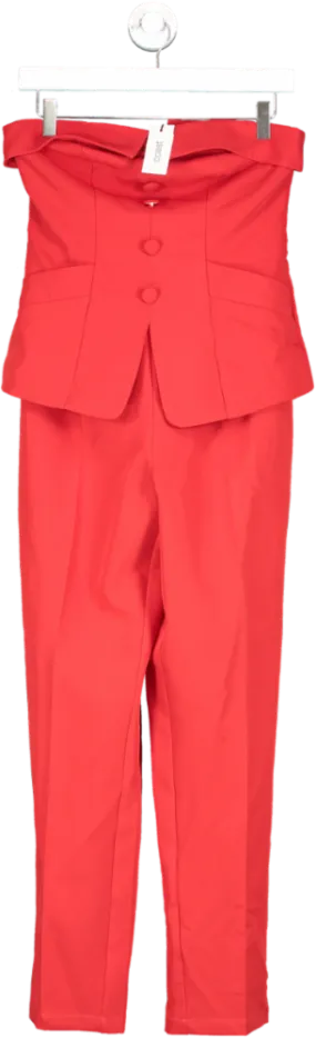 Coast Red Tailored Bandeau Slim Leg Jumpsuit UK 8