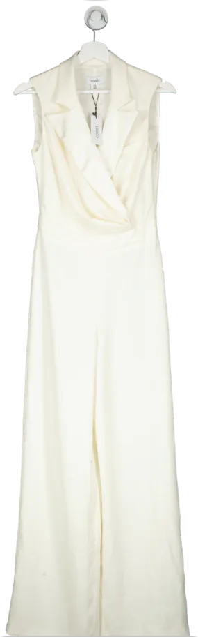 Coast White Premium Wide Leg Ruche Wrap Front Jumpsuit UK 6