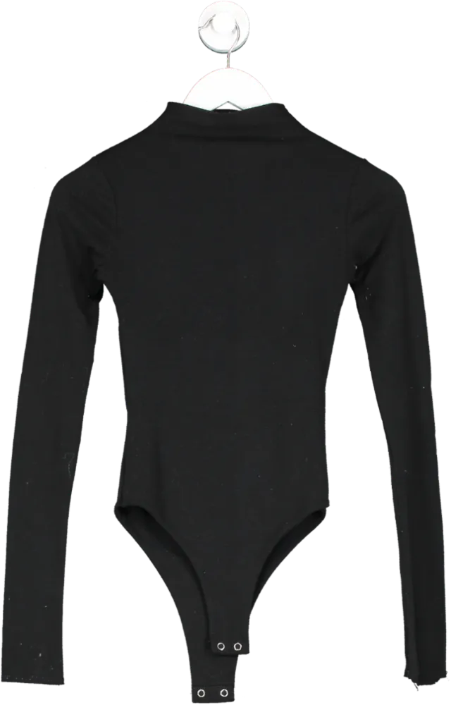 coucoo Black Basic Long Sleeve Mock Neck Bodysuit UK S