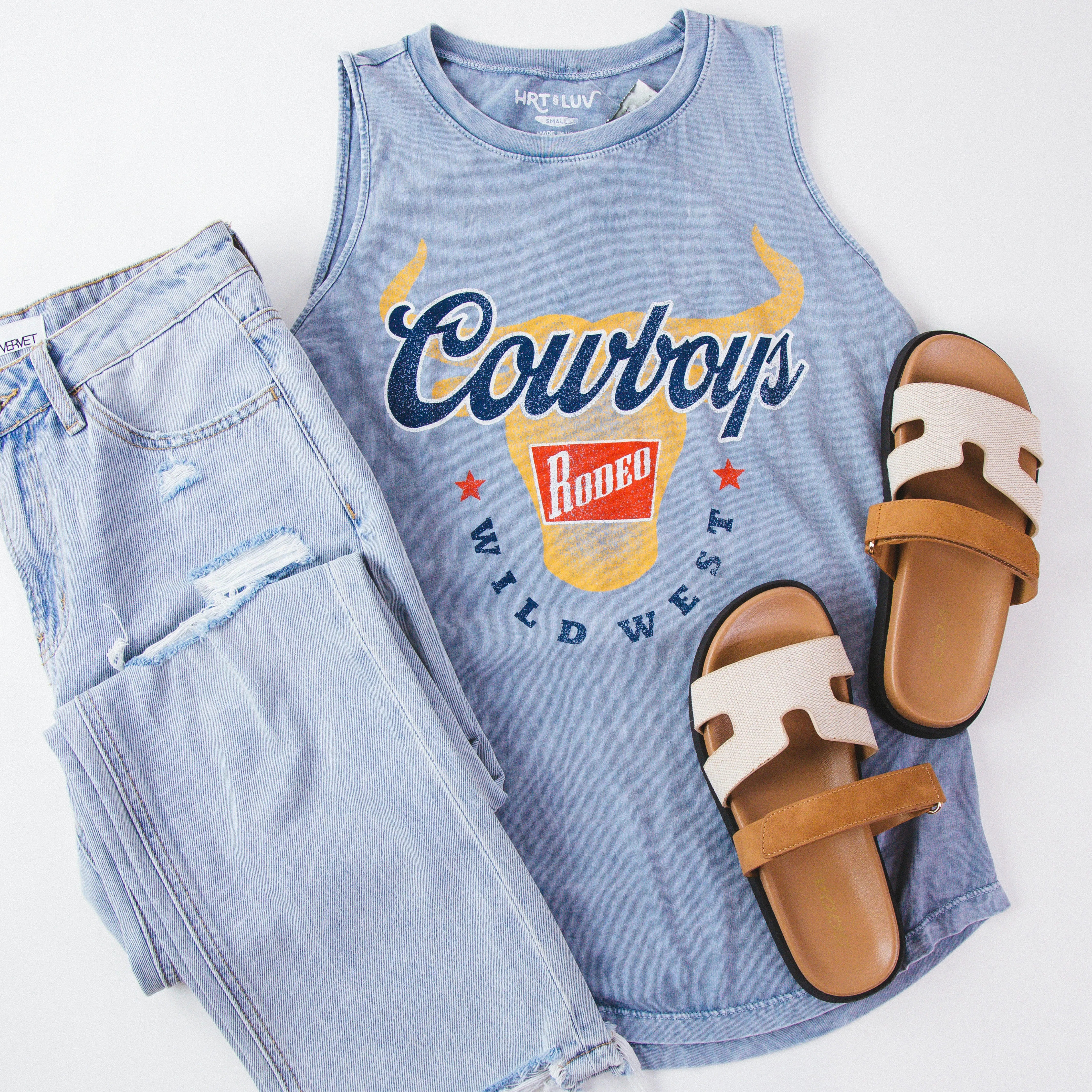 Cowboys Rodeo Graphic Tank, Vintage Blue