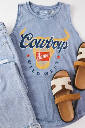 Cowboys Rodeo Graphic Tank, Vintage Blue