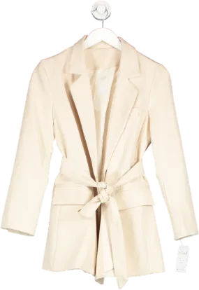 Cream Tailored Tie Waist Blazer UK S