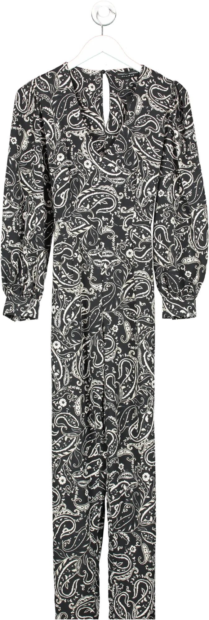 dorothy perkins Black Paisley Long Sleeve Jumpsuit UK 8