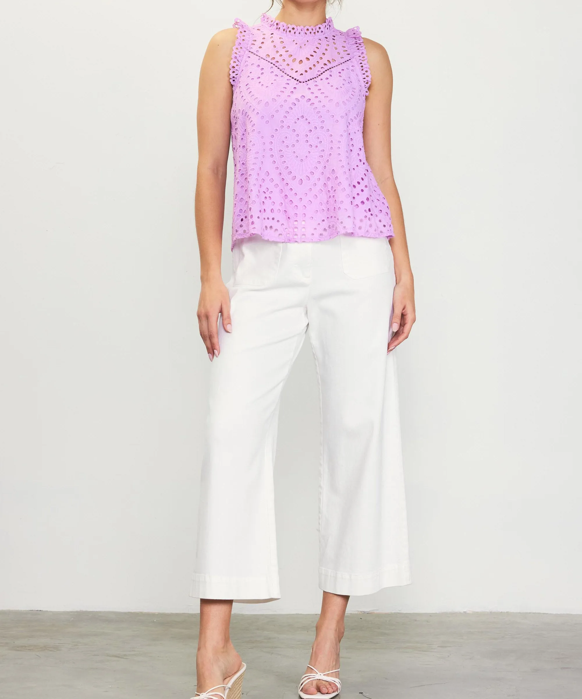 Eyelet Lace Top - Pink Lavender