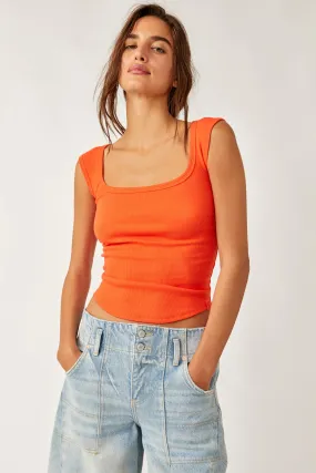 Free People Hummingbird Tee - Mandarin Red