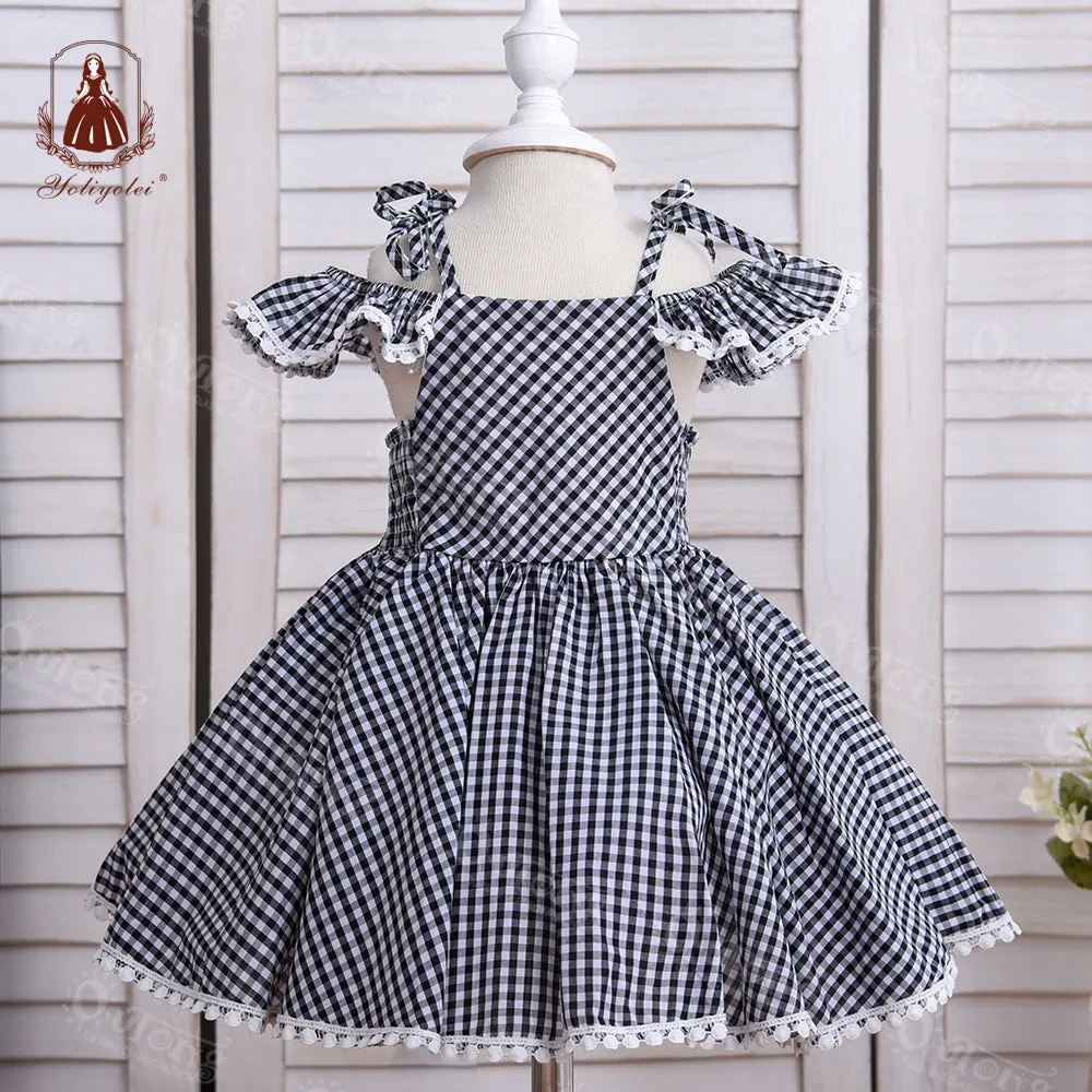 Girls Checkered Off Shoulder Dress - ONLY 3 LEFT !!!