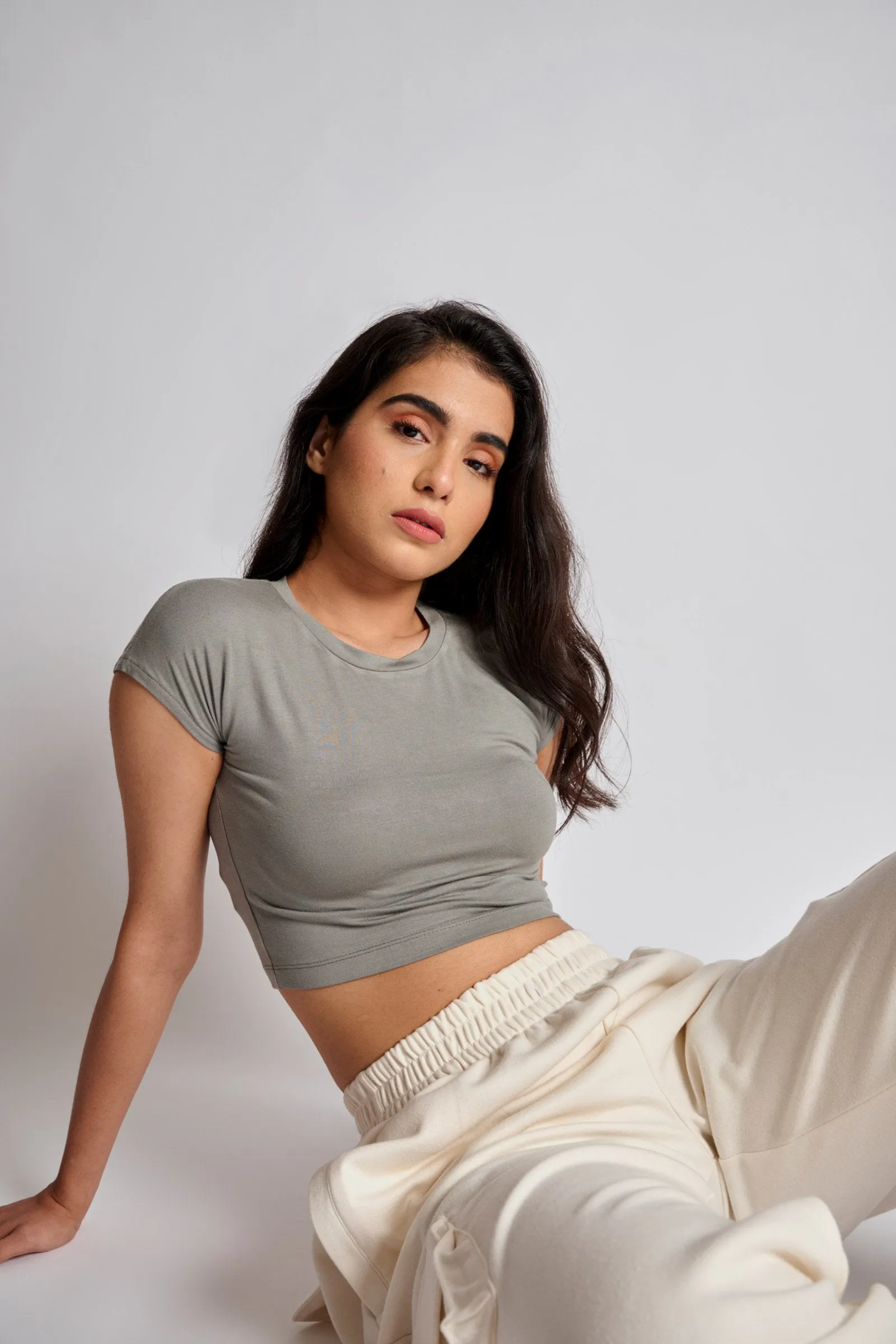 Grey Skin Fit Crop Top