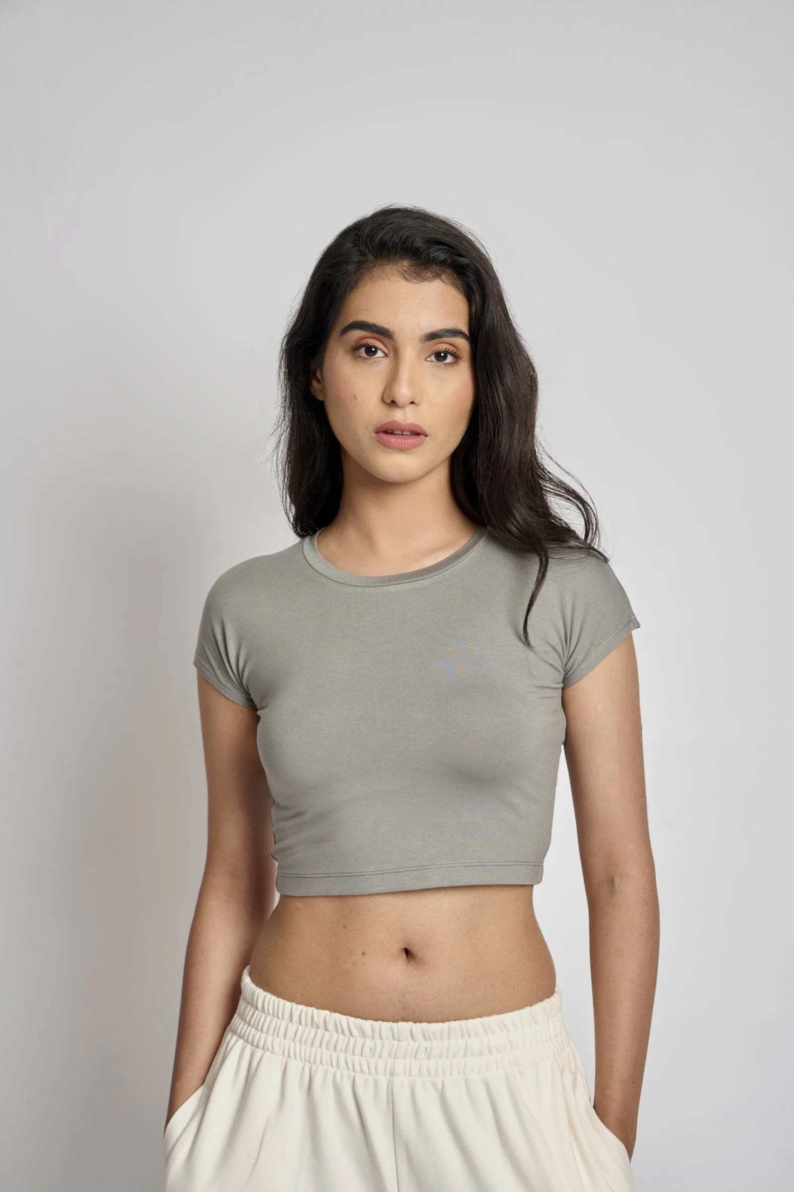 Grey Skin Fit Crop Top