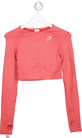 gymshark bright Red Training Long Sleeve Crop Top UK S