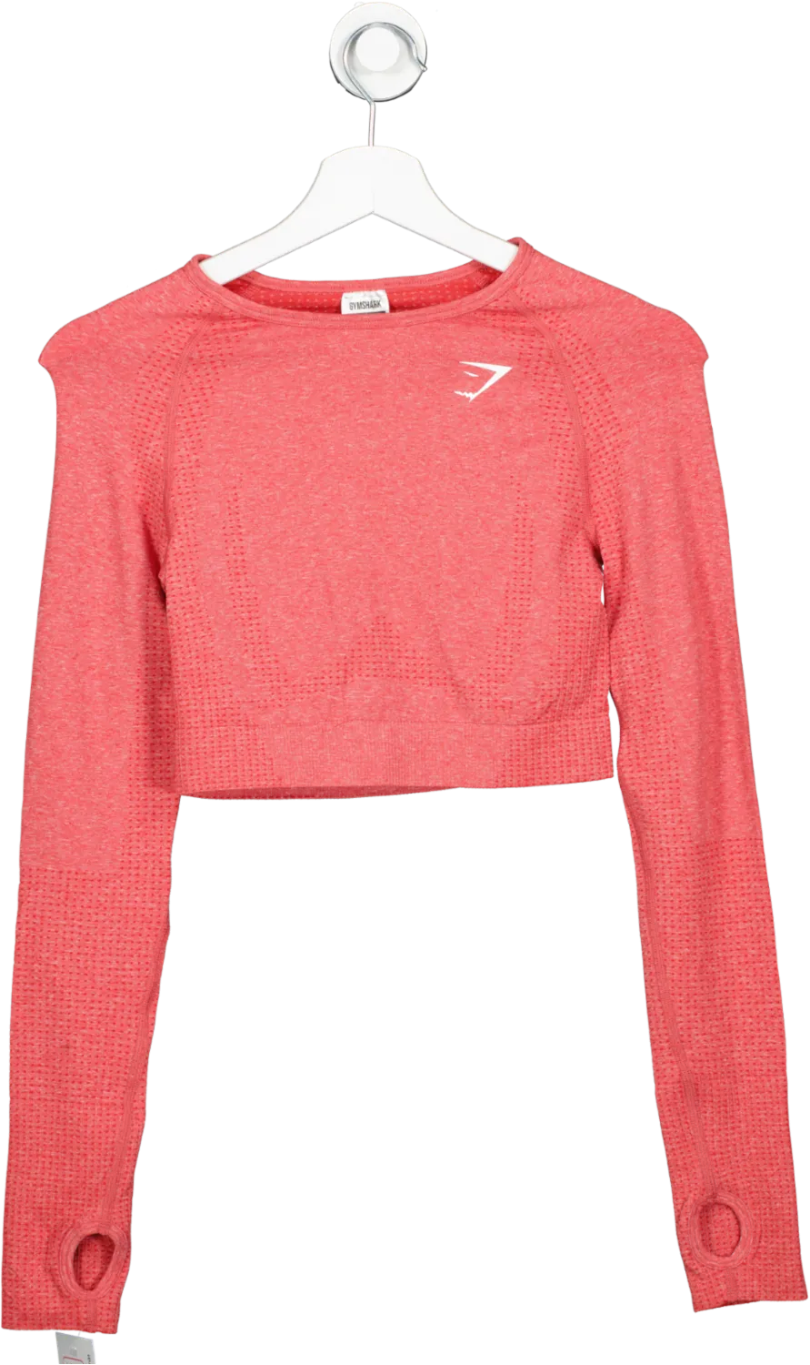 gymshark bright Red Training Long Sleeve Crop Top UK S