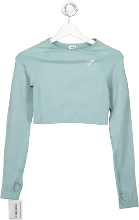 gymshark Green Training Long Sleeve Crop Top UK S