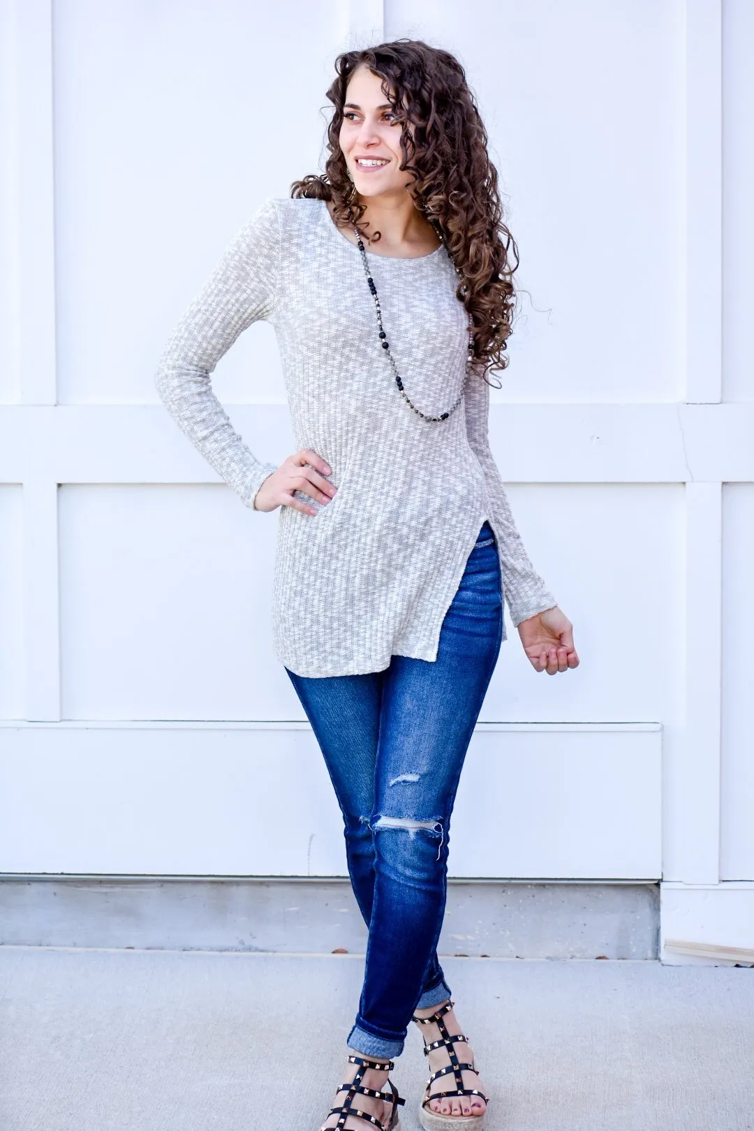 Happy Anywhere Heather Gray Top