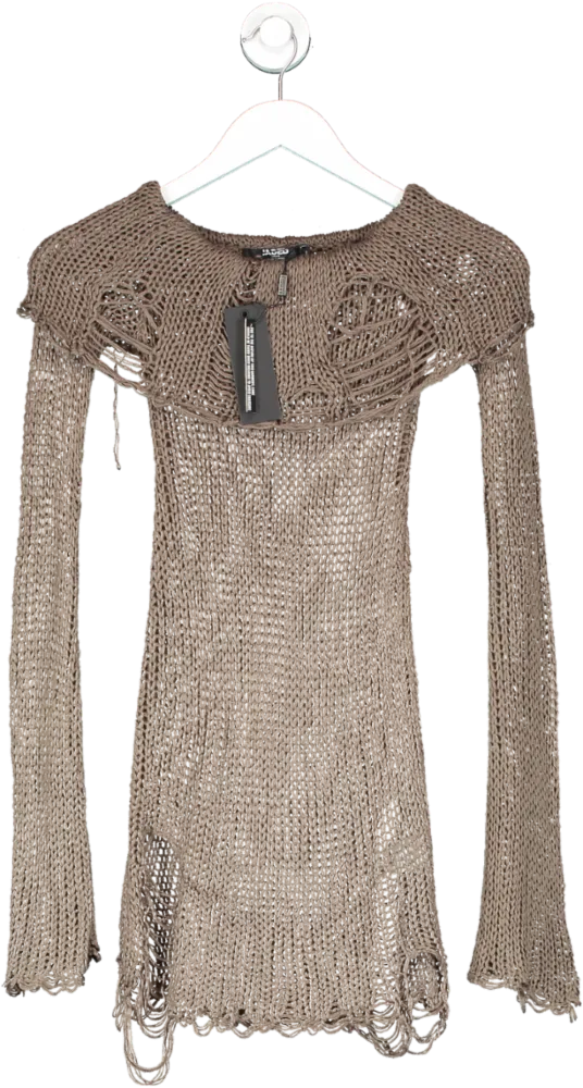 Jaded London Brown Knit Off The Shoulder Dress UK XS