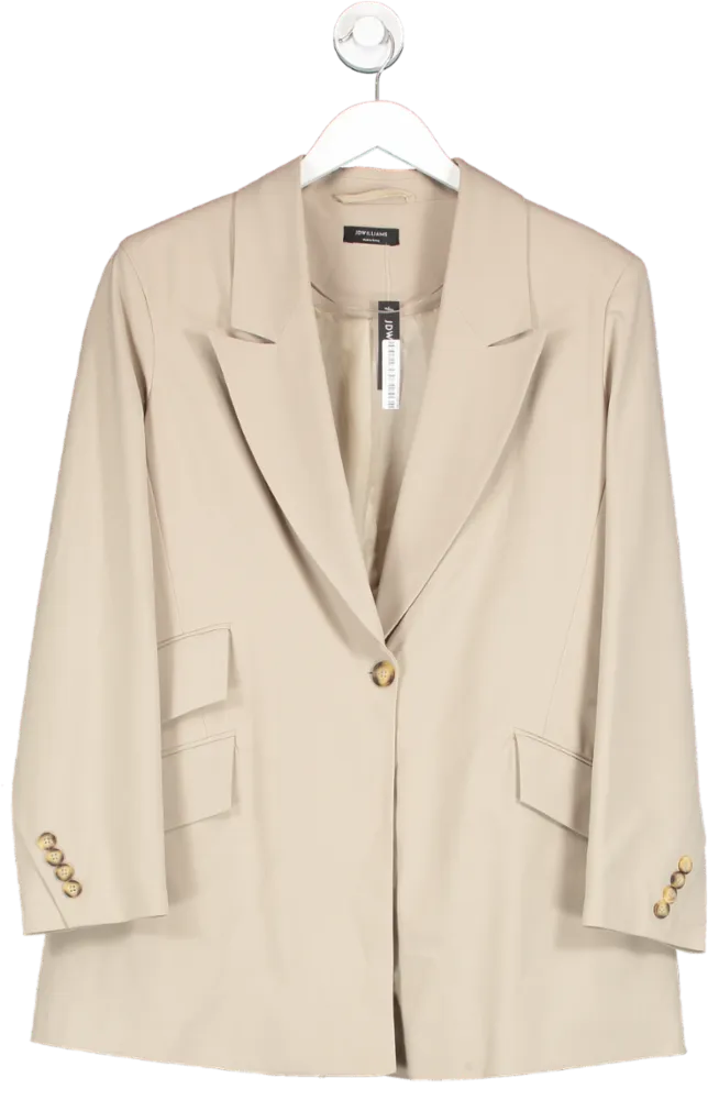 jd williams Beige Jd Williams Stone Oversized Blazer With Asymmetric Pockets And Cuffs BNWT UK 10