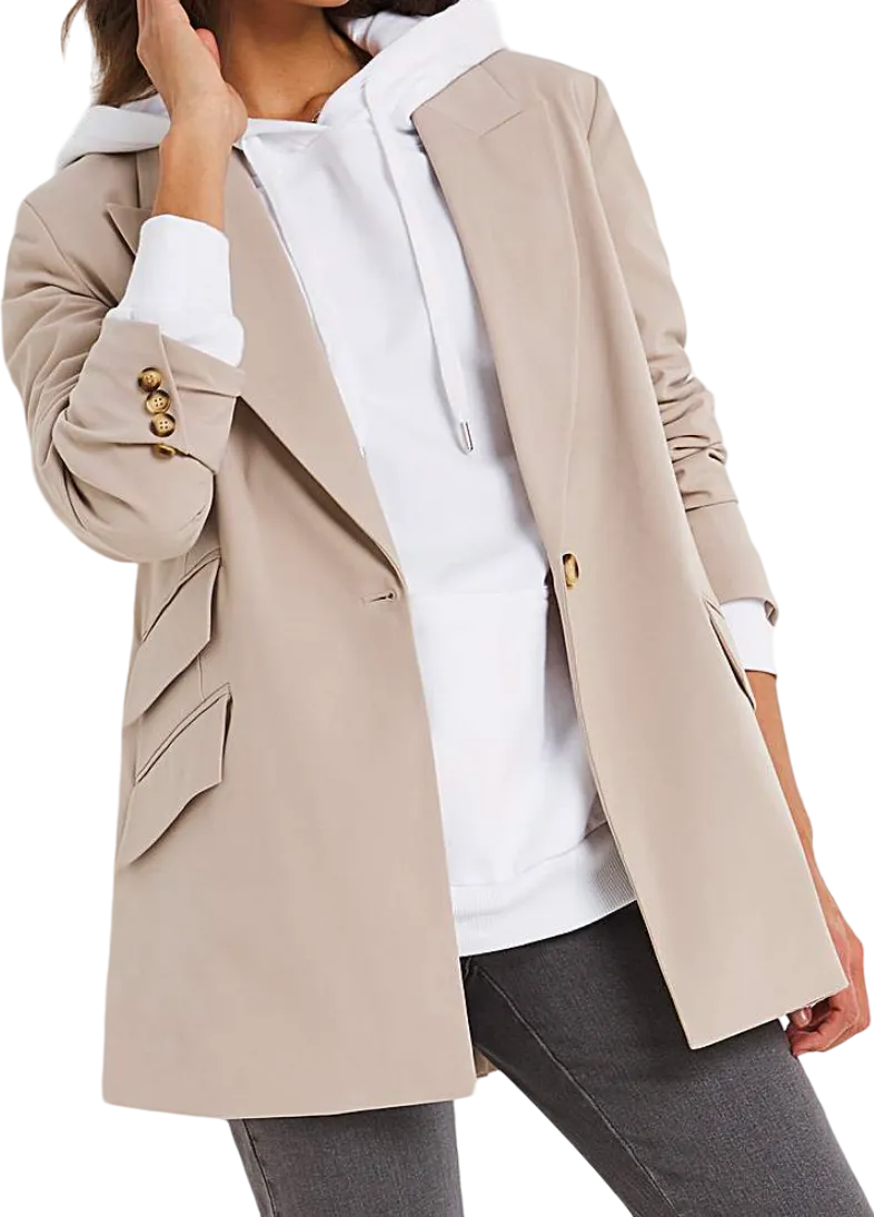 jd williams Beige Jd Williams Stone Oversized Blazer With Asymmetric Pockets And Cuffs BNWT UK 10