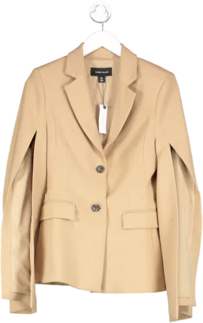 Karen Millen Beige Compact Stretch Statement Sleeve Longline Blazer UK 6