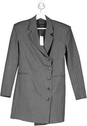 Karen Millen Grey Tailored Compact Stretch Pinstripe Single Breasted Blazer Dress UK 8