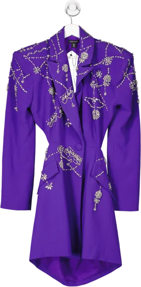 Karen Millen Purple Crystal Embellished Cady Blazer Dress UK 10