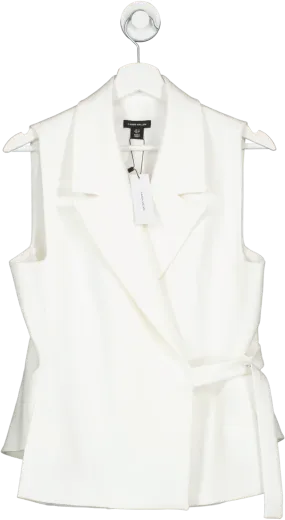 Karen Millen White Tailored Compact Stretch Tie Tab Detail Sleeveless Blazer UK 12