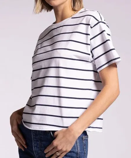 Katelin Tee - White/Navy Stripe