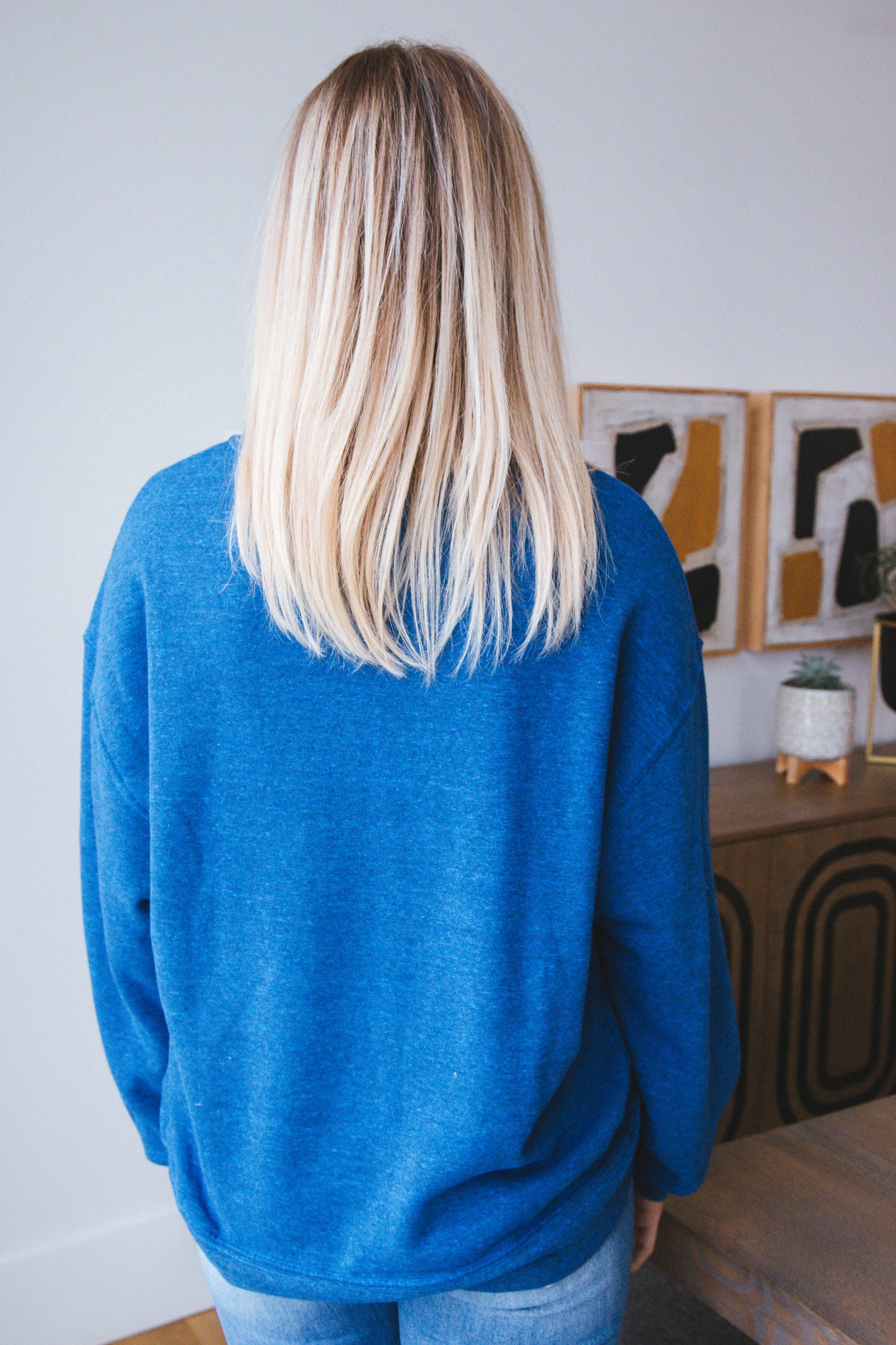 Kiss Shout It Oversized Crew Neck, Cobalt Heather |Daydreamer