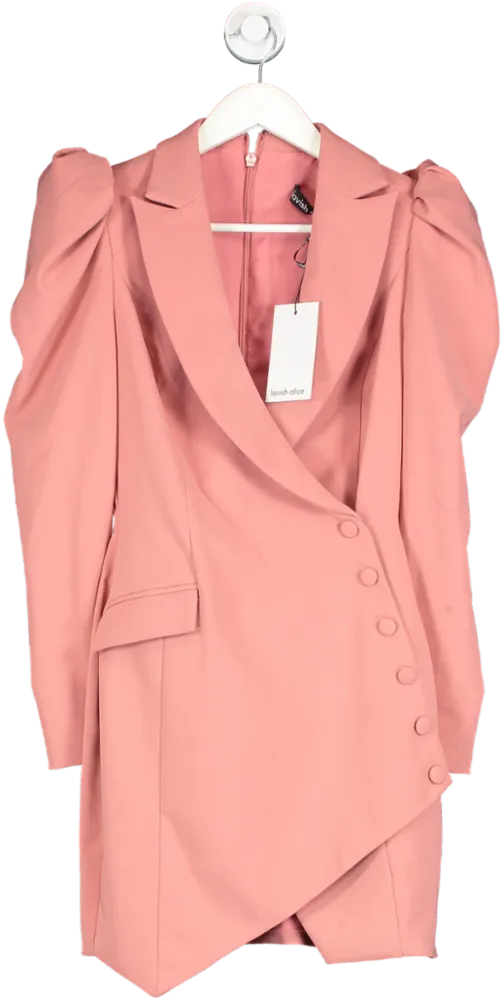 Lavish Alice Pink Gracie Puff Sleeve Mini Blazer Dress UK 6