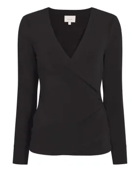 Lina Knit Vneck Top (Black)