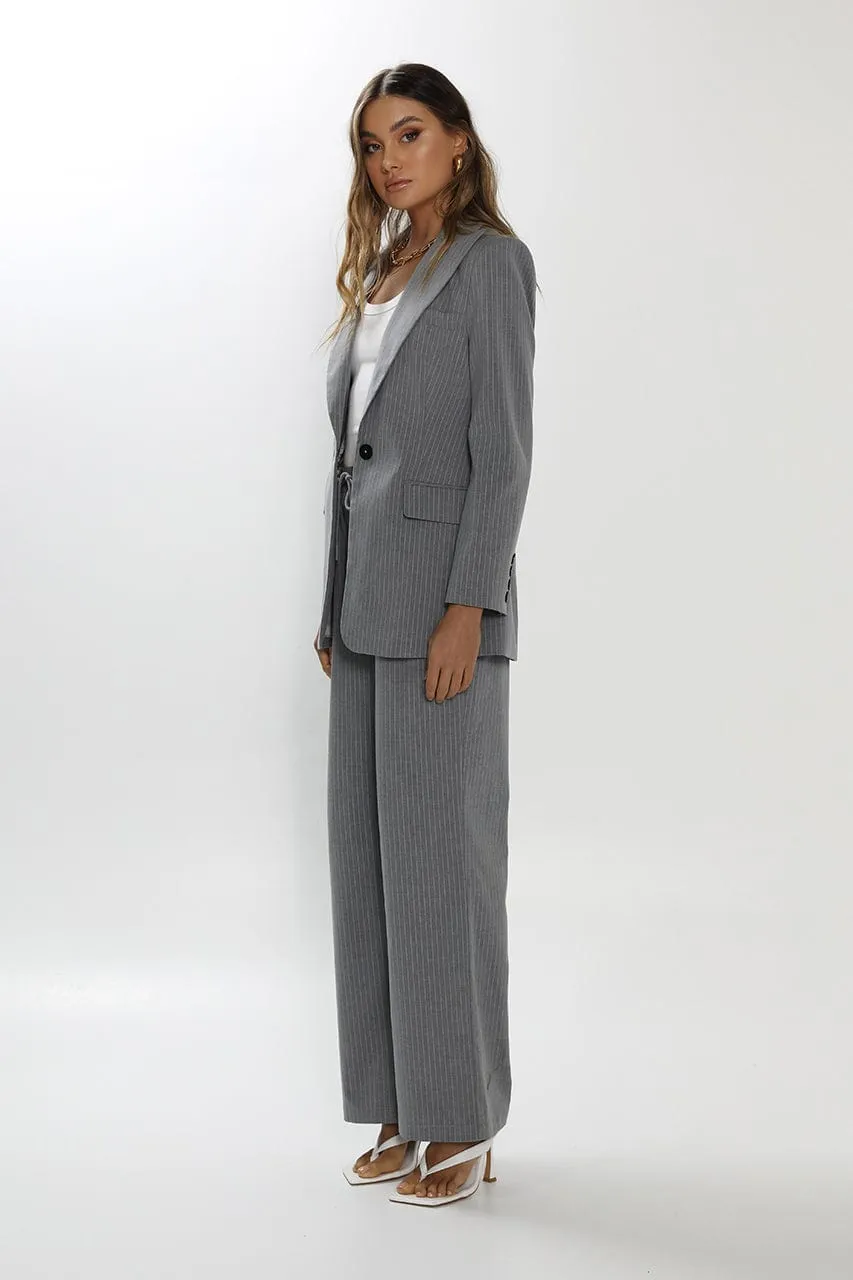 Madison The Label Ricky Blazer Pinstripe - Grey