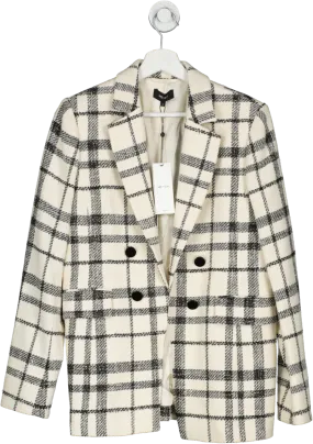 ME   EM Womens Cream Edge-to-Edge Italian Check Blazer - Size UK 12