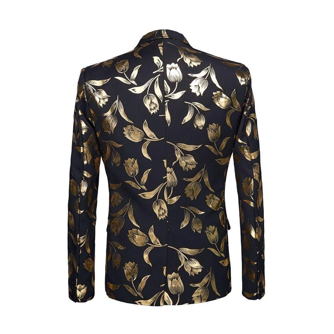 Men Blazer - Gold Print Party Blazer