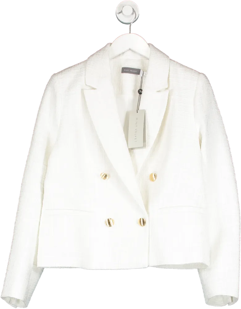 Mint Velvet White Ivory Boucle Blazer UK 12