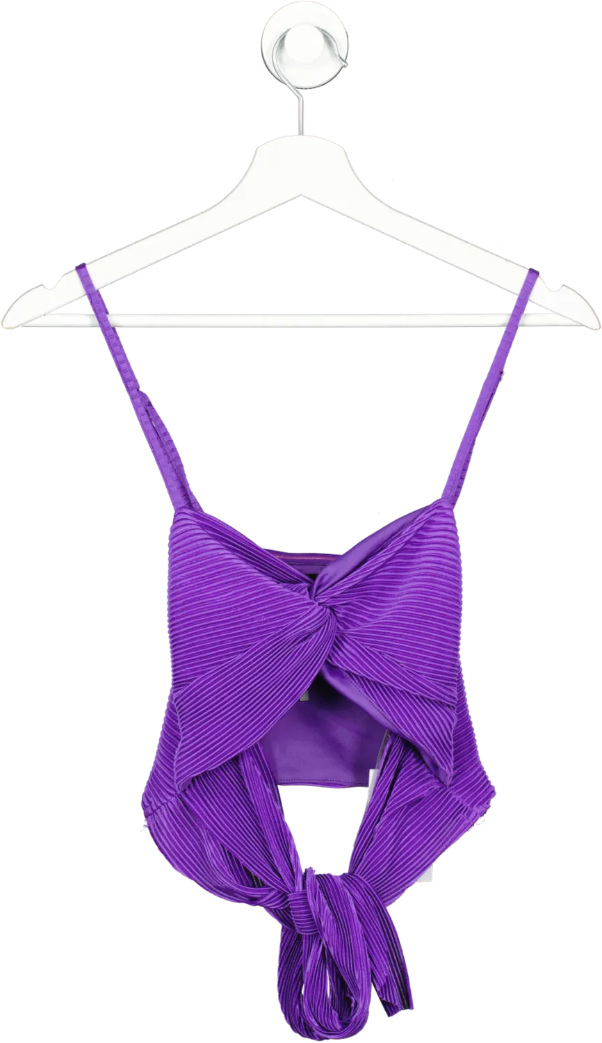 mispap Purple Cut Out Plisse Crop Top UK 10