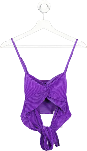 mispap Purple Cut Out Plisse Crop Top UK 10