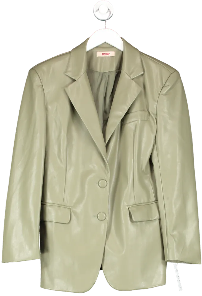 Misspap Green Leather Look Blazer UK 6