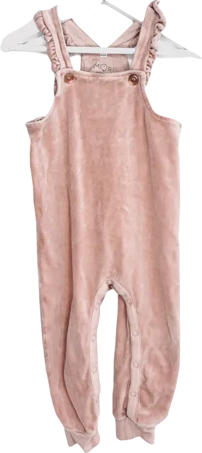 Mori Baby Pink Cotton Velour Jumpsuit 18-24 Months