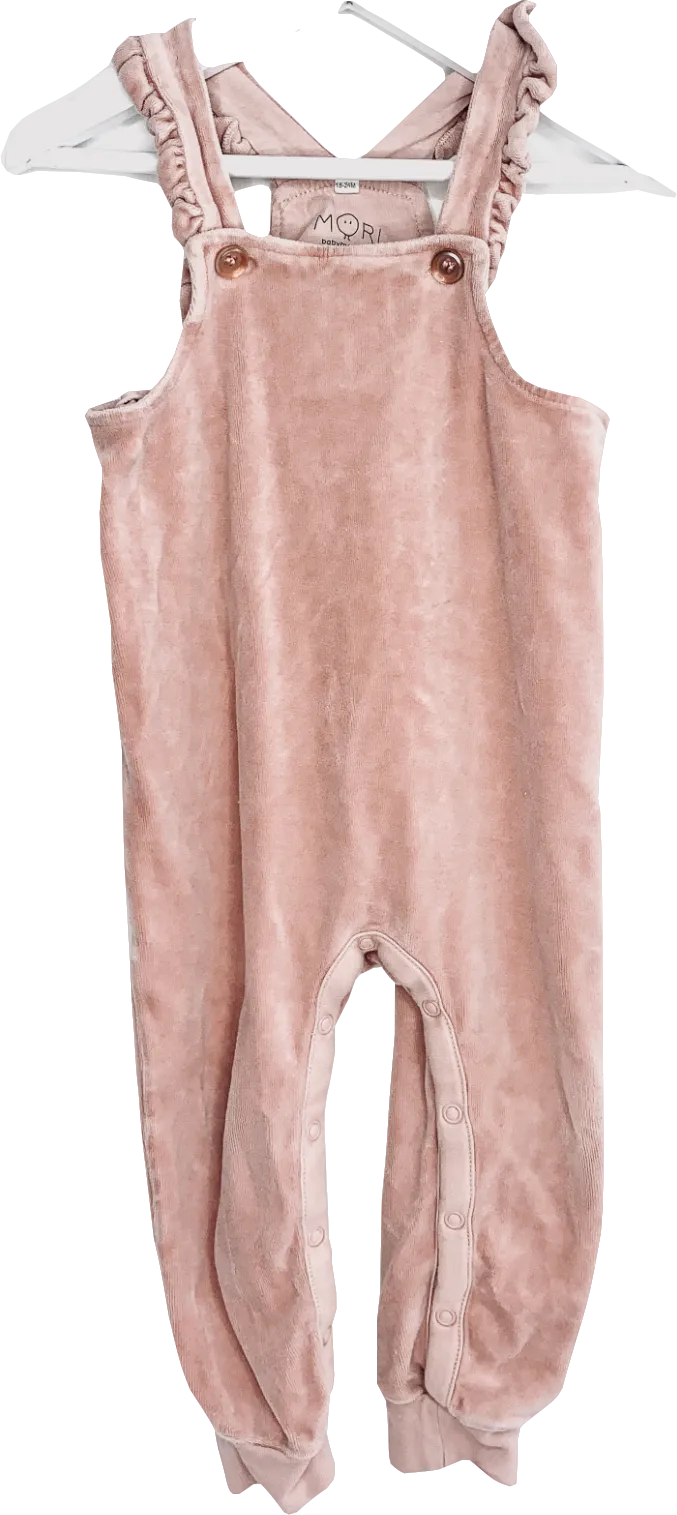 Mori Baby Pink Cotton Velour Jumpsuit 18-24 Months