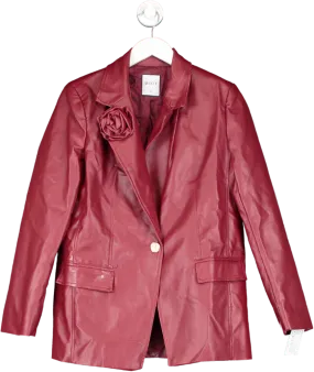 MOTF Red Pu Leather Rossette Applique Blazer UK S