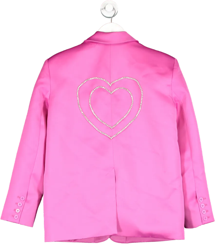 Nasty Gal Pink Premium Heart Embellished Blazer UK 8