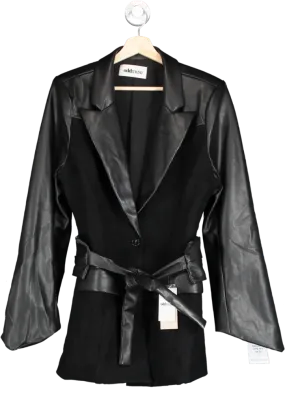 Ultimate Muse Blazer - Black Faux Leather & Suede Womens Jacket, Size UK M