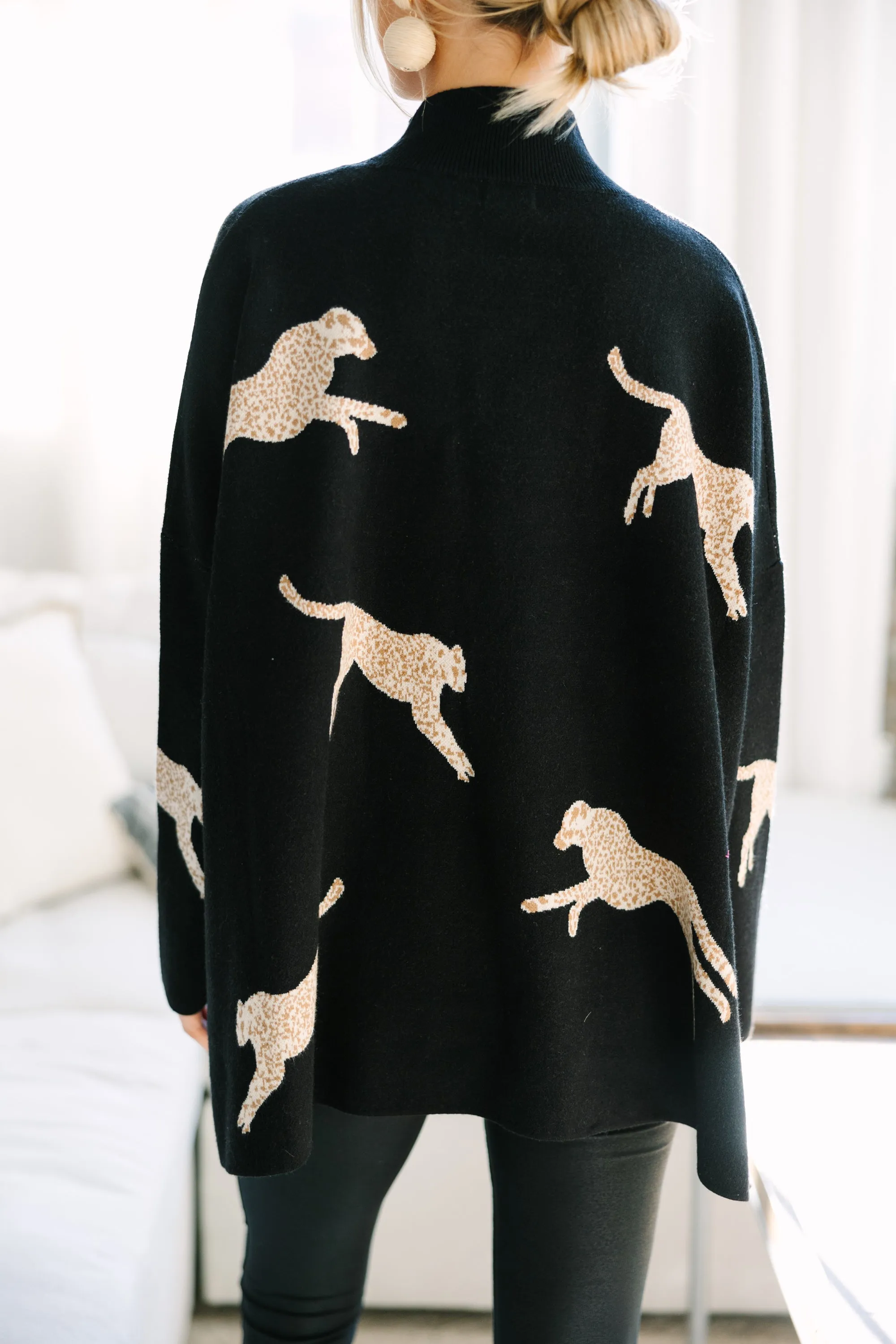 Quick Decisions Black Cheetah Sweater