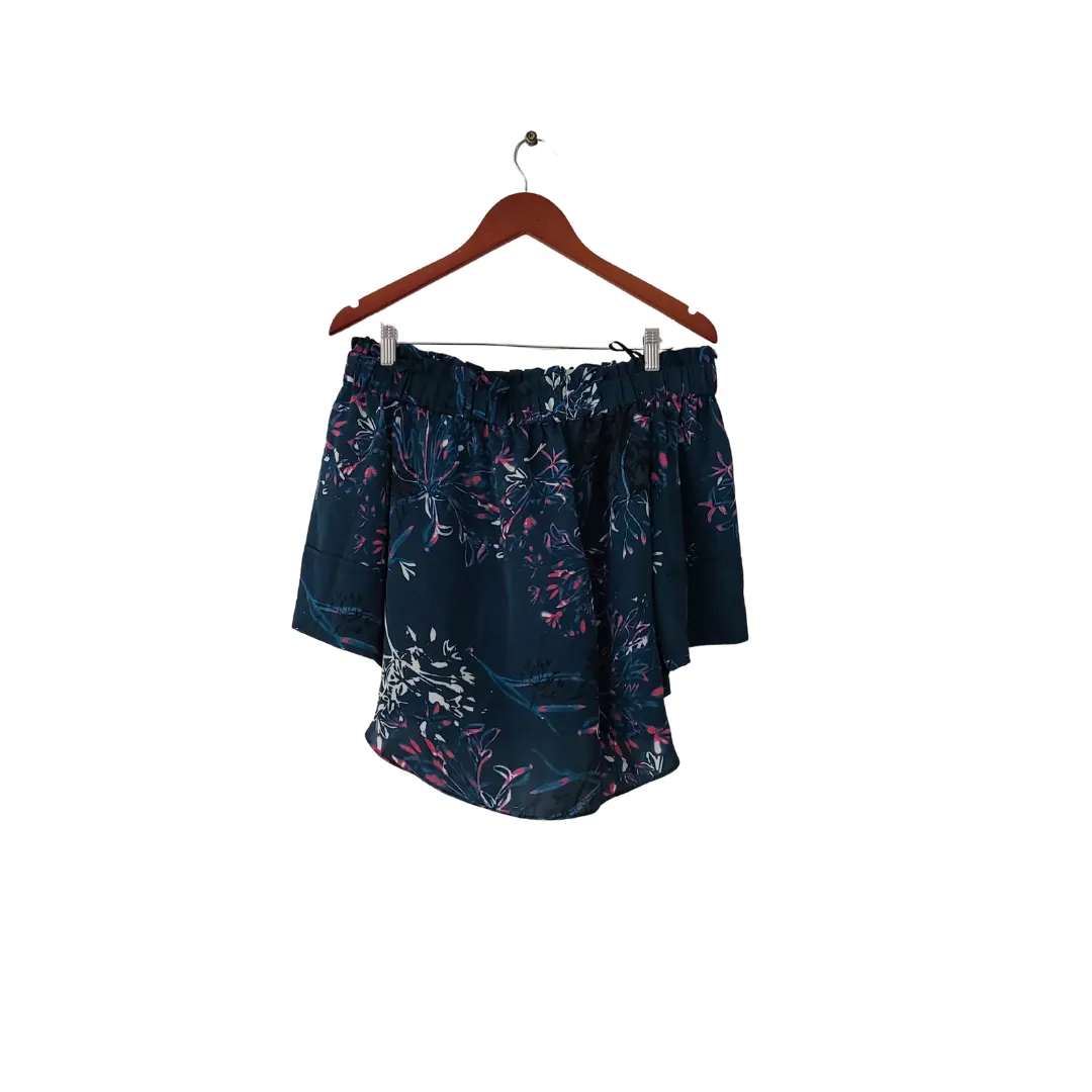 Rachel by Rachel Roy Blue Floral Printed Off Shoulder Top | Like New |