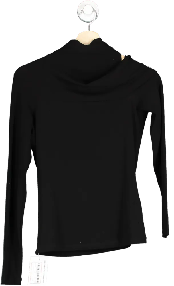 REISS Black Amy High Neck Cut-Out Shoulder Top - Womens UK Size Small