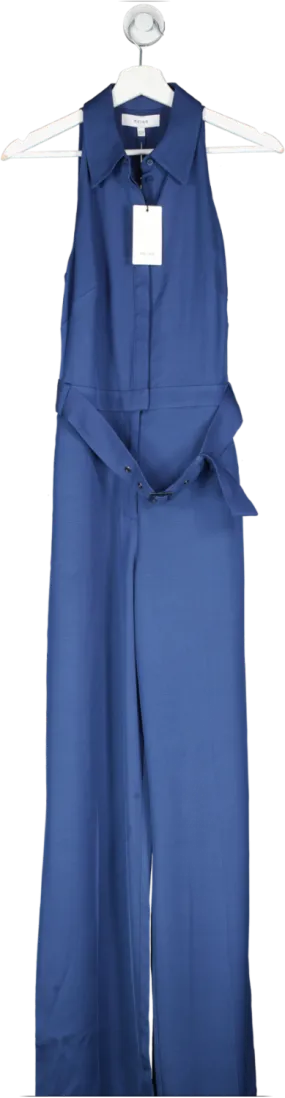 REISS Blue Belted Maxi Jumpsuit UK 8